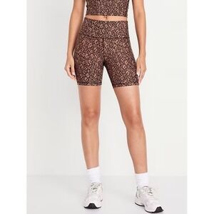 Old Navy PowerSoft High-Waisted Biker‎ Shorts XS Animal Print 6" NWT